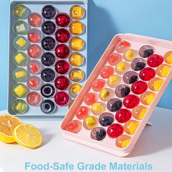 Round Ice Cube Tray w/Bin, 3 Tongs, 10 Straws, Scoop, Melon Baller, Straw Clean - Picture 3 of 4